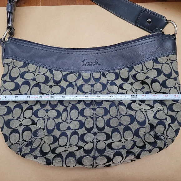 Coach Navy and Tan Signature Hobo Bag - Picture 6 of 13